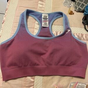 Gymshark Women's Mauve and Light Blue Sports Bra
